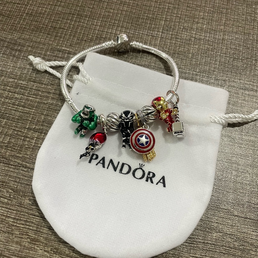 Pandora Silver Bracelet with Multicolor Marvel Superhero Charms
